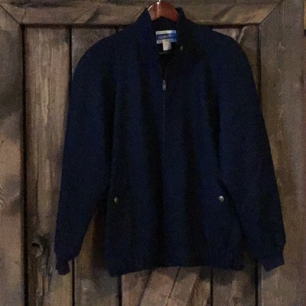 PENDLETON 100% wool navy blue zipper coat, nice!